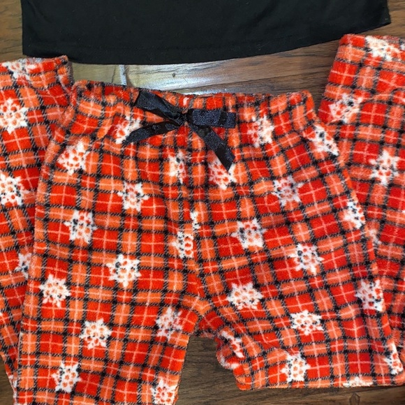 Red & black warm & coat longsleeve top flannel plant snowflake pants pajamas 7/8 - Picture 3 of 7